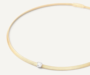 Marco Bicego Masai 18ct Yellow Gold Coil 0.52ct Cushion Cut Diamond Necklace