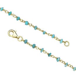 00117873 W Hamond Yellow Gold Plate Turquoise 3mm Bead Chain Link Necklace, N950_24.