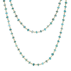 Yellow Gold Plate Turquoise 4mm Bead Chain Link Necklace, N952_30.