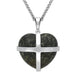 C W Sellors Sterling Silver Preseli Bluestone Medium Cross Heart Necklace, P1543.
