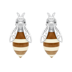 Sterling Silver Amber Bee Stud Earrings
