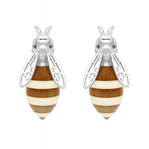 Sterling Silver Amber Bee Stud Earrings