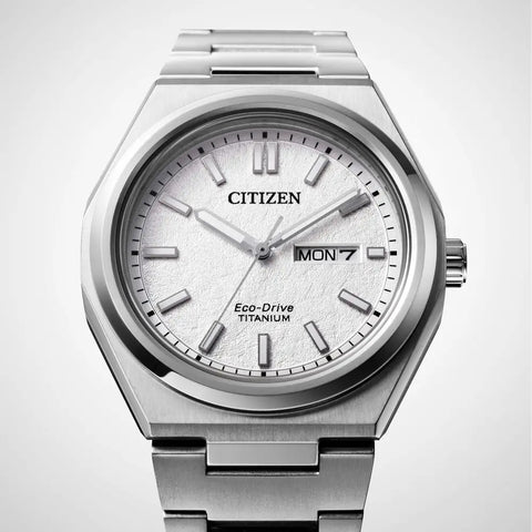 Citizen Super Titanium Zenshin Three Hands Textured White Watch