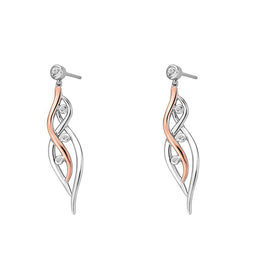 Clogau Swallow Falls Sterling Silver 9ct Rose Gold Drop Earrings, 3SCTWIE.