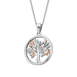 Clogau Tree of Life Sterling Silver 9ct Rose Gold Vine Circle Necklace, 3SNTLCP