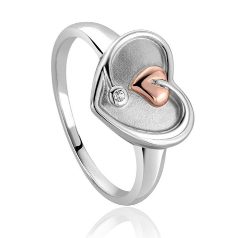 Clogau Tree of Life Sterling Silver White Topaz Heart Ring 3STLDR