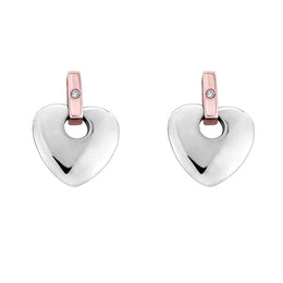Clogau Cariad Sterling Silver Diamond Heart Earrings