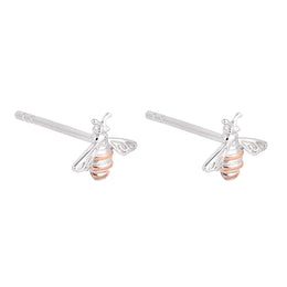 Clogau Honey Bee Sterling Silver 9ct Rose Gold Stud Earrings