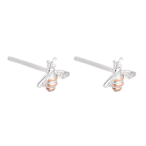 Clogau Honey Bee Sterling Silver 9ct Rose Gold Stud Earrings