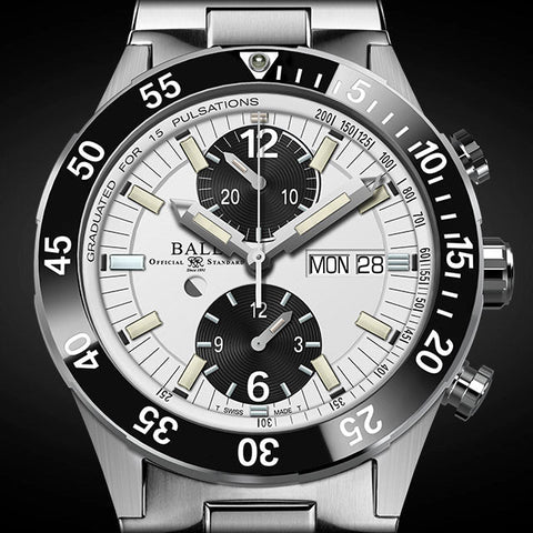 Ball Watch Company Roadmaster Rescue Chronograph Limited Edition Watch with white dial, titanium strap, titanium case