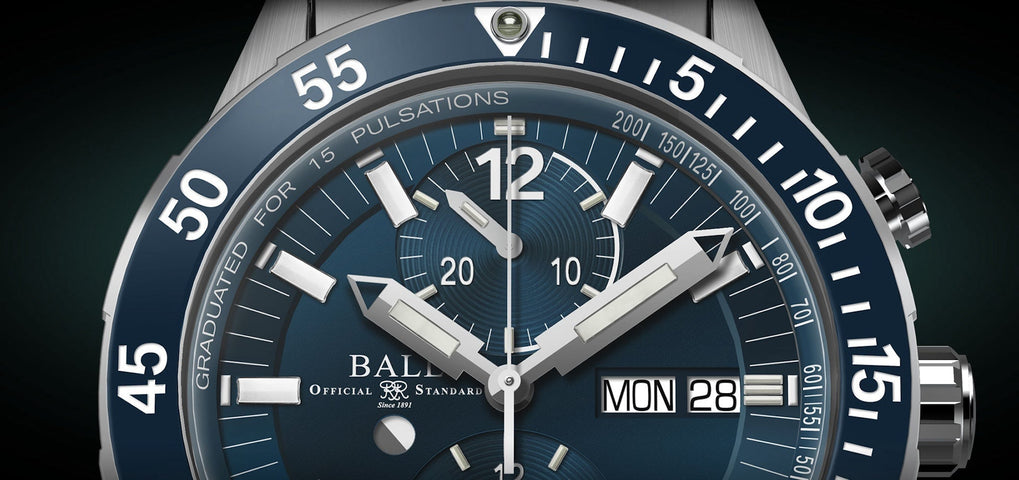 Ball Watch Company Roadmaster Rescue Chronograph Limited Edition Watch with blue dial, titanium strap, titanium case