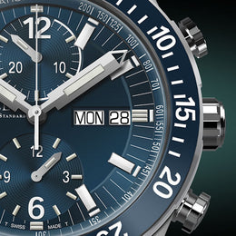 Ball Watch Company Roadmaster Rescue Chronograph Limited Edition Watch with blue dial, titanium strap, titanium case