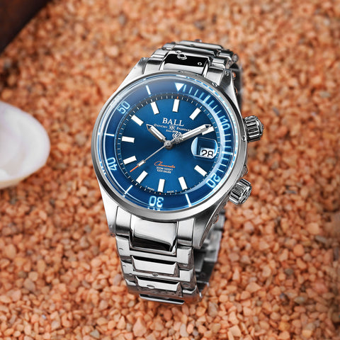 Ball Watch Company Engineer Master II Diver Chronometer Watch with blue dial, steel bracelet, steel case