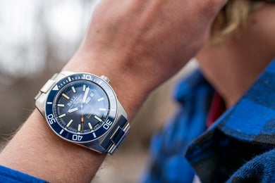 Ball Watch Company Engineer Master II Skindiver Heritage Watch with blue dial, steel bracelet, steel case