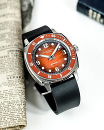 Duckworth Prestex Belmont Dive Orange Black Rubber Watch