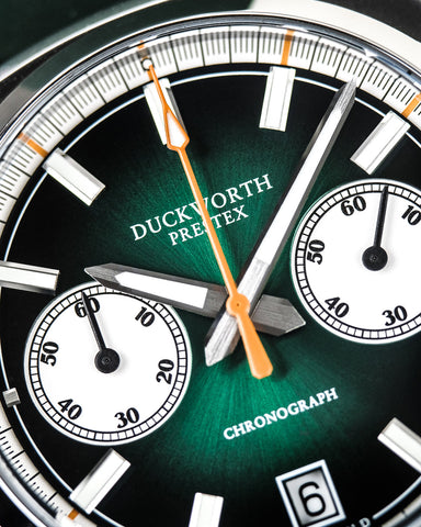 Duckworth Prestex Watch Chronograph 42 Green Sunburst Mesh Bracelet