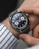Duckworth Prestex Watch Chronograph 42 Blue Sunburst Grey Leather