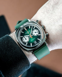 Duckworth Prestex Chronograph 42 Green Green Rubber Watch