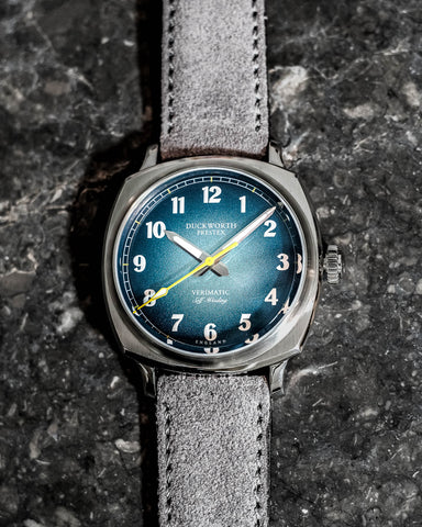 Duckworth Prestex Verimatic Blue Fume Grey Suede Watch