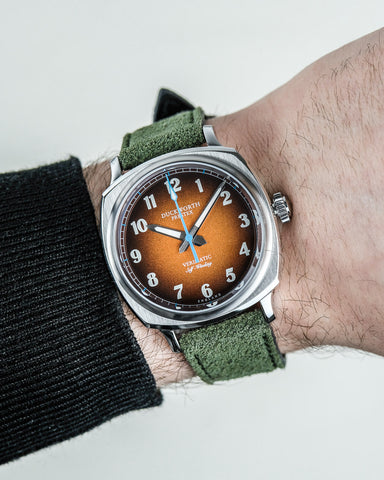 Duckworth Prestex Verimatic Orange Fume Birch Green Suede Watch