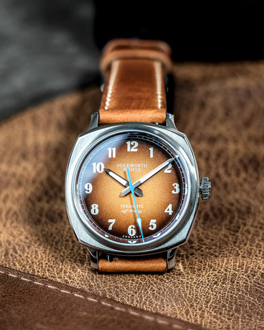 Duckworth Prestex Verimatic Orange Fume Tan Leather Watch