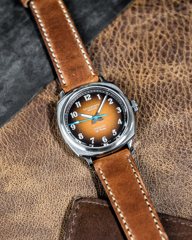 Duckworth Prestex Verimatic Orange Fume Tan Leather Watch
