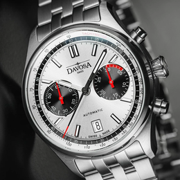 Davosa Newton Pilot Rally Silver Bracelet Limited Edition Watch product detail view