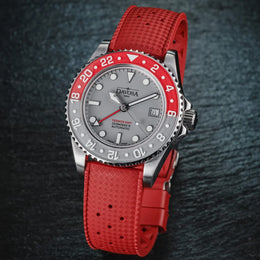 Davosa Ternos GMT Lucent Grey Red Red Rubber Watch