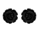 Sterling Silver Whitby Jet Large Carved Rose Two Piece Set