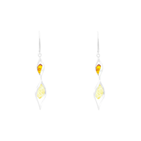 Sterling Silver Amber Graduated Twist Drop Earrings