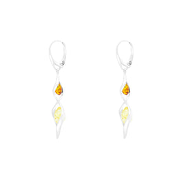 Sterling Silver Amber Graduated Twist Drop Earrings