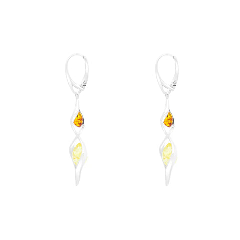 Sterling Silver Amber Graduated Twist Drop Earrings