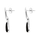 Sterling Silver Whitby Jet Curved Tear Drop Earrings. E1809.