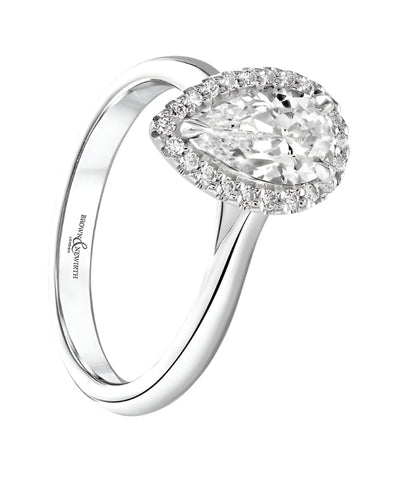 Platinum 0.33ct Diamond Pear Cut G/Hsi Ring