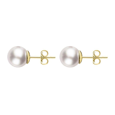 00179167 18ct Yellow Gold 4mm White Pearl Stud Earrings, E2538.