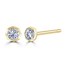 9ct Yellow Gold 0.15ct Diamond Solitaire Octagonal Stud Earrings