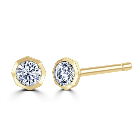 9ct Yellow Gold 0.15ct Diamond Solitaire Octagonal Stud Earrings
