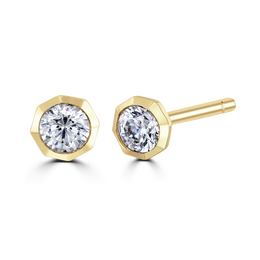 18ct Yellow Gold 0.25ct Lab Grown Diamond Solitaire Octagonal Stud Earrings