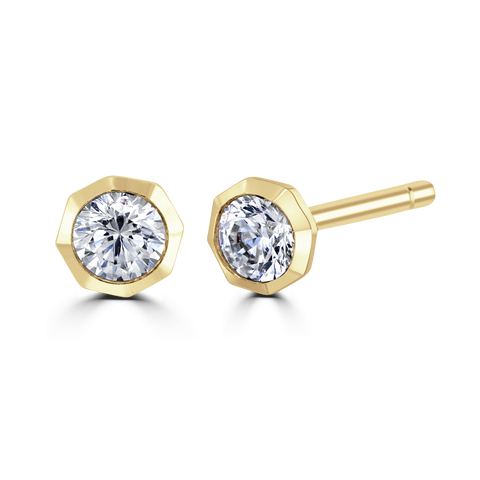 18ct Yellow Gold 0.25ct Lab Grown Diamond Solitaire Octagonal Stud Earrings