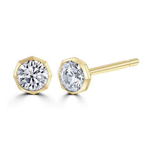 18ct Yellow Gold 0.30ct Lab Grown Diamond Solitaire Octagonal Stud Earrings