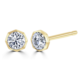9ct Yellow Gold 0.40ct Lab Grown Diamond Solitaire Octagonal Stud Earrings