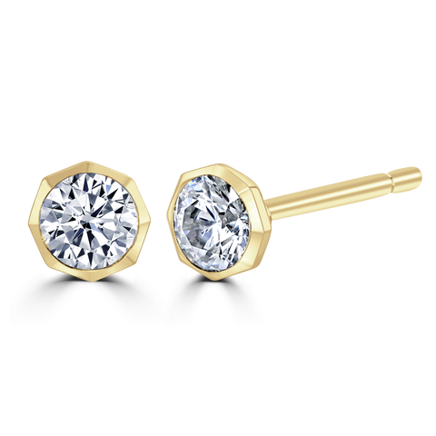 18ct Yellow Gold 0.40ct Lab Grown Diamond Solitaire Octagonal Stud Earrings