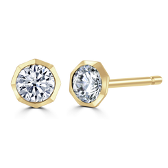 18ct Yellow Gold 0.50ct Diamond Solitaire Octagonal Stud Earrings