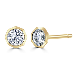 18ct Yellow Gold 0.50ct Diamond Solitaire Octagonal Stud Earrings