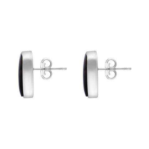 Sterling Silver Blue John Oval Stud Earrings