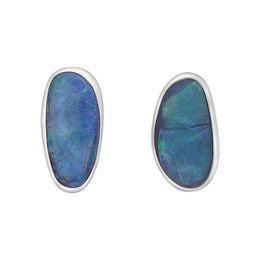 Sterling Silver Opal Abstract Doublet Stud Earrings