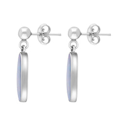 Sterling Silver Opal Abstract Oval Doublet Drop Unique Earrings