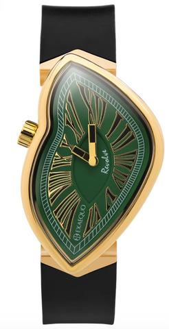 Exaequo Revolve Melting IP Yellow Gold Green Dial Watch EX0032.0005