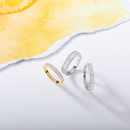 18ct White Gold Diamond Three Row Half Eternity Ring