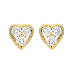 18ct Yellow Gold 0.25ct Diamond Three Stone Heart Studs